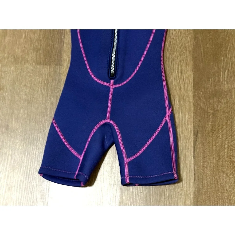Seaskin 2mm Kids Front Zipper‎ Shorty Diving Suit Navy/Pink Wetsuit Size 2